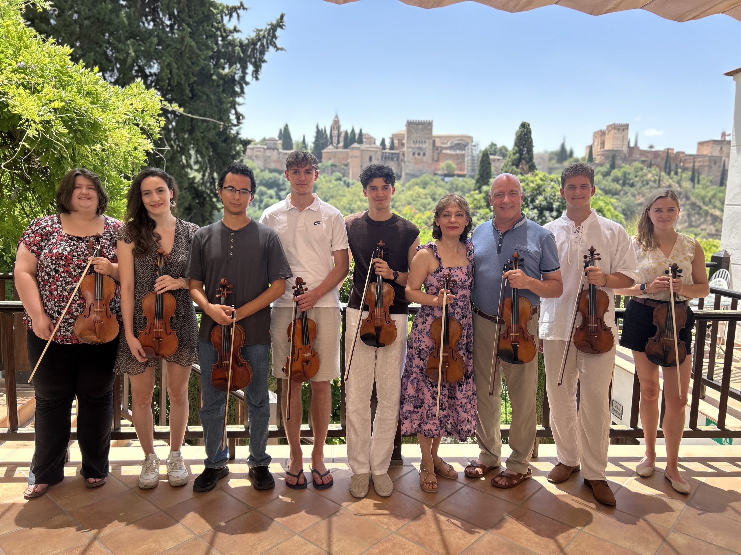 Students in the 2025 Masterclass A-Andalus with violin professor David Russell.