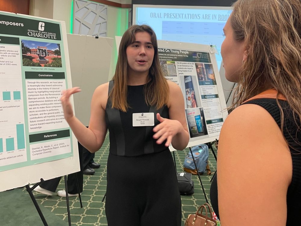 Abigail Roscoe presenting her research.