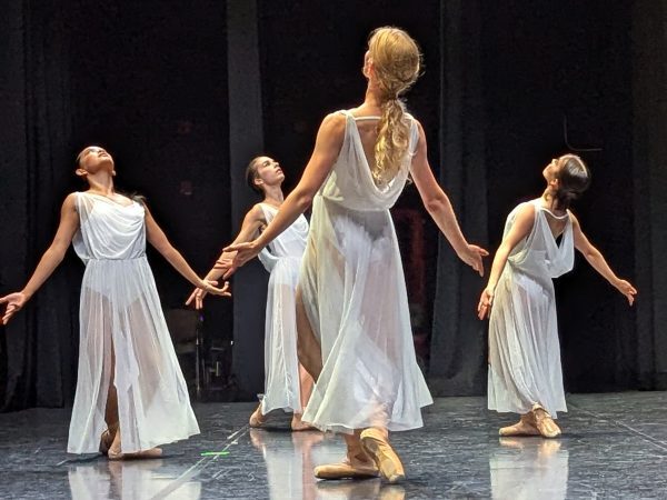 Four dancers perform Alyah Baker's piece.
