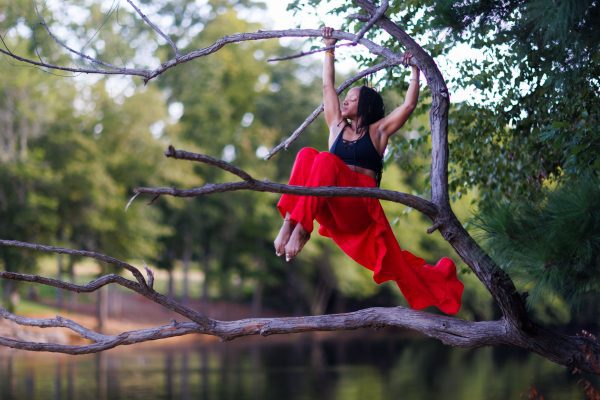 Picture of Tamara Williams in a tree.