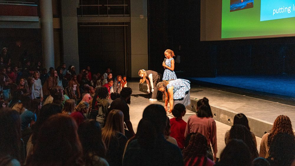 Students demonstrating dance moves