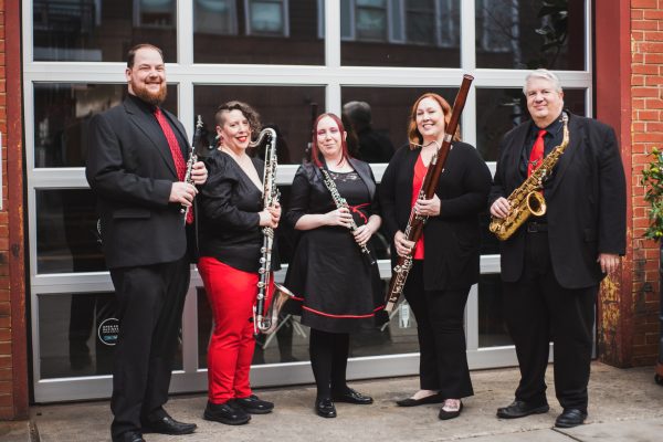 the five musicians of the Burnt Reeds ensemble