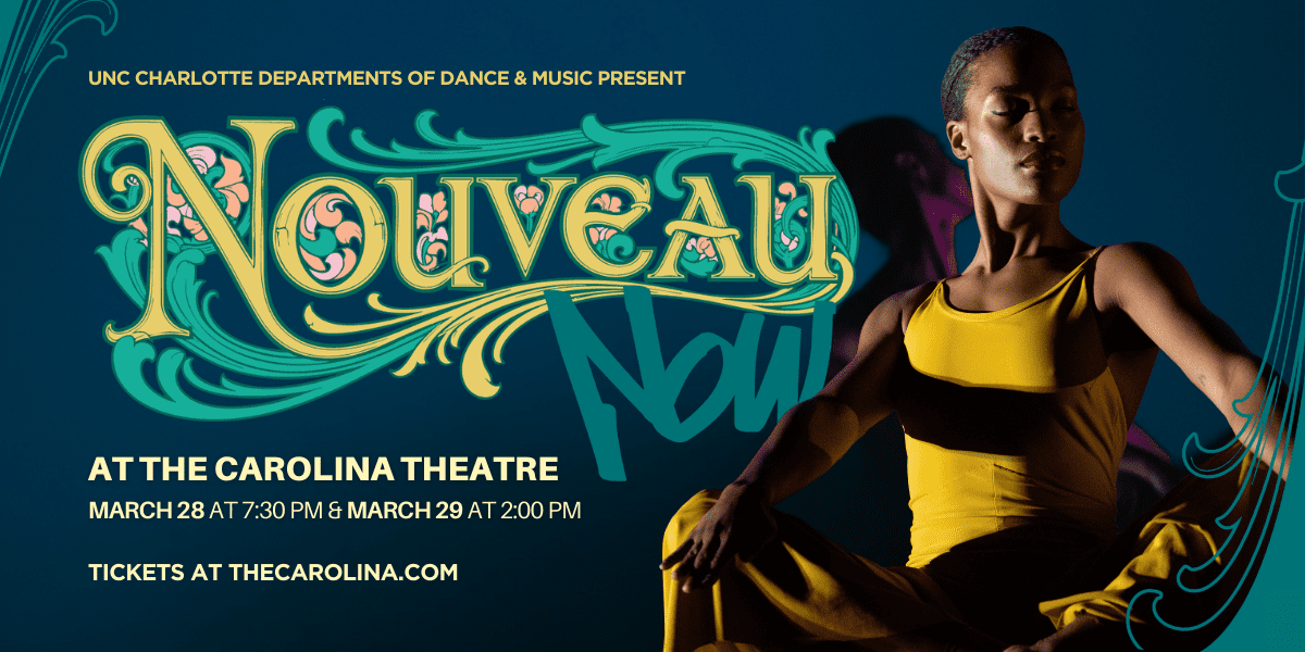 Nouveau Now banner with dancer in a yellow dress